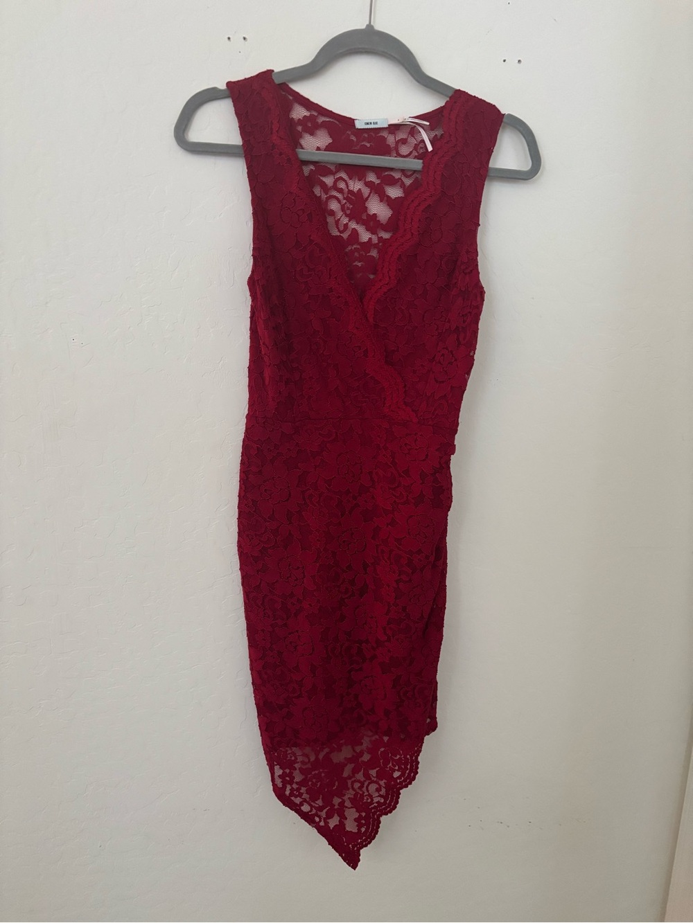 Kimchi Blue Red Lace Asymmetrical Cocktail Dress Size Small